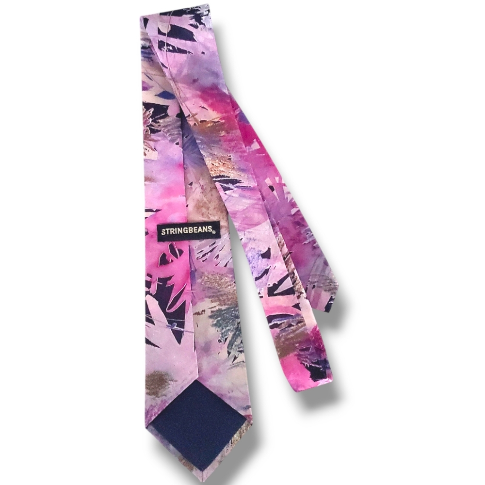 String Beans $95 Silk Tie Men Geometric Floral Necktie Pink Purple Black Gray